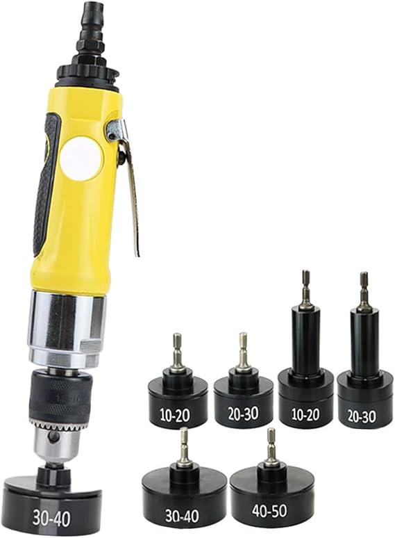 Manual Screw Capper, Pneumatic Capping Machine with 6 Capping Heads, Drilling Hole Can Hold a 3/8 Drill Chuck/Maximum Speed 2500 RPM, for 10-50mm Flat Plastic Caps