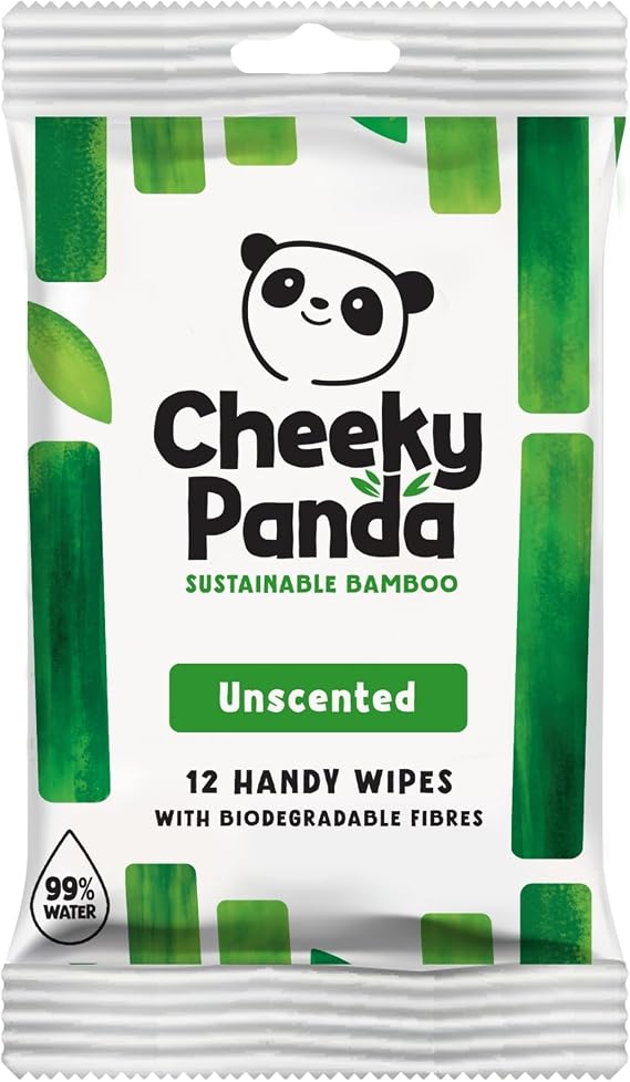 The Cheeky Panda Bamboo Hand Wipes | 12 Travel Wipes | 100% Plastic Free and Biodegradable Wet Wipes