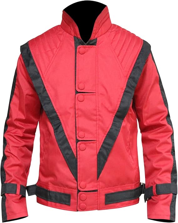 MJ Red Thriller Men's Cordura Fabric Jacket, XXS-3XL US Size: Small Color: Red