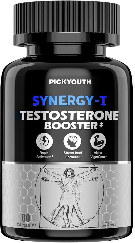 Synergy-T Testosterone Booster Supplement for Men, Total Male Performance, Liposomal Absorption System, 100% Transparency with Ashwagandha, DIM, Turkesterone, Zinc & Tongkat Ali, 60 Count