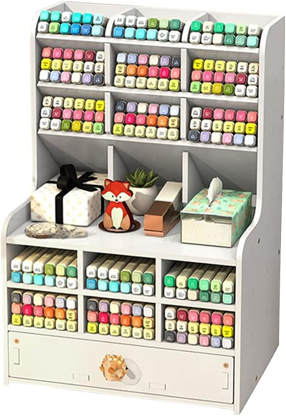 Hggzeg Desk Organiser with Drawer, DIY Pencil Holder Desk Tidy Caddy