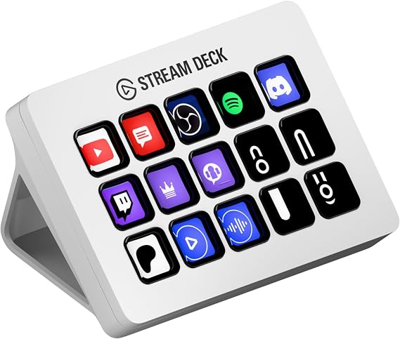 Elgato Stream Deck MK.2 White Elgato Stream Deck MK.215 Key LayoutController for Live Content Creation, Streamer Device Compatible with OBS/Twitch/YouTube, Works with Mac/PC
