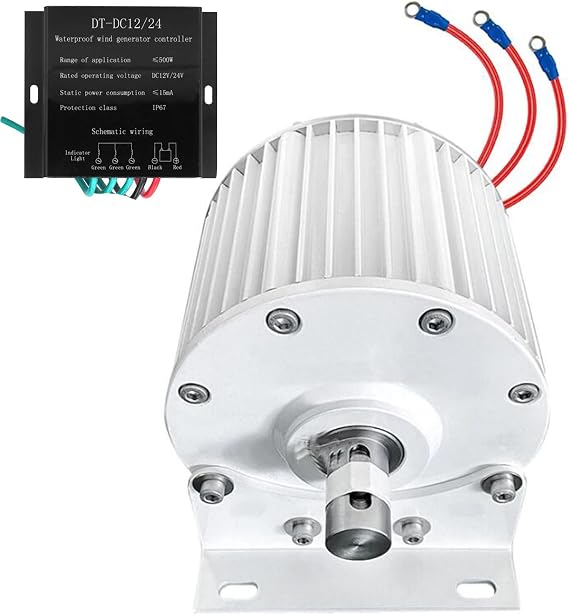 24V 48V 220V Gearless Permanent Magnet Generator, Low Speed AC Alternator Generators with Base Use for Wind Turbine Water Turbine,12000W