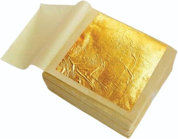 Gold Leaf Company 24K Edible Gold Leaf Sheets (25 Sheets) Premium Food Grade Gold Foil for Cake Decorating, Baking, Desserts, Food Gilding & Facial Beauty 2 x 3 Inch