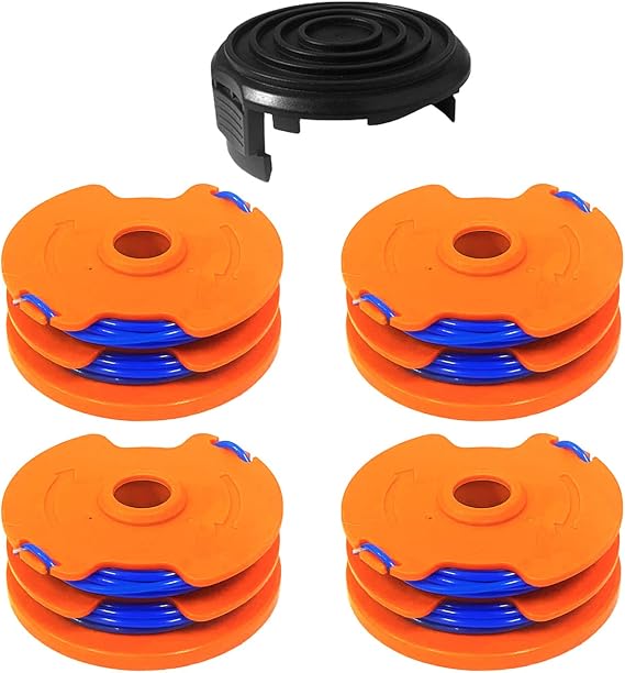 CDIYTOOL WX100 Grass Trimmer Spool Lines fit for Qualcast GT25 GGT350A1 GT30 GGT450A1 and WG100E WG104E1 1.65mm dia 8.3m long (4 spools + 1 caps)
