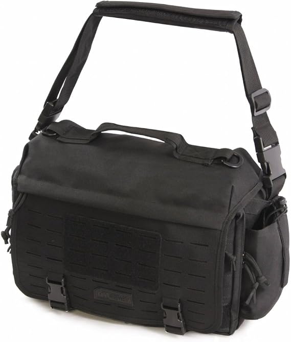 HIGHLAND TACTICAL 12-Inch Messenger Bag Heavy-Duty 600D Tactical Fabric, EDC Laptop Briefcase with Custom Divider, MOLLE Webbing & Water Bottle Pocket