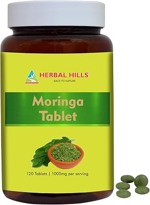 HERBAL HILLS Moringa Tablets 120 Count 1000 mg