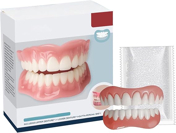 Multifunctional Silicone Denture Set, Silicone Reline Denture Set, Silicone Full Denture Set, Moldable Dentures, Ayyecoeeye Teeth, Premium Dentures (1)