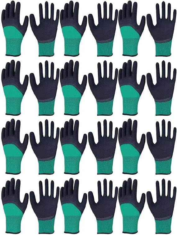 12 Pair Gardening Gloves Rubber Gloves Coating Waterproof Horticultural Gloves Non-slip Protective Gear for Vegetable Flower Plant