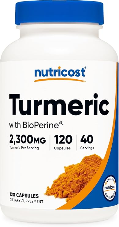 Nutricost Turmeric Curcumin with BioPerine, 2300mg, 120 Capsules, GMO-Free