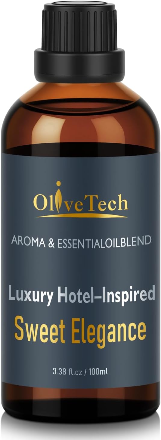 Hotel Diffuser Oil Inspired by Iconic Luxury Hotel Sweet Elegance Edition Scent, OliveTech Aromatherapy Fragrance Oil for Cold Air & Ultrasonic Diffusers, 100ml / 3.38 ft oz Glass Bottle