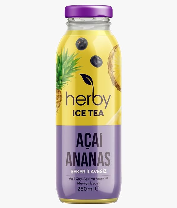 Herby Ice Tea Acai Pineapple Cold Tea Without Sugar Added 250 ml X 12 Pieces