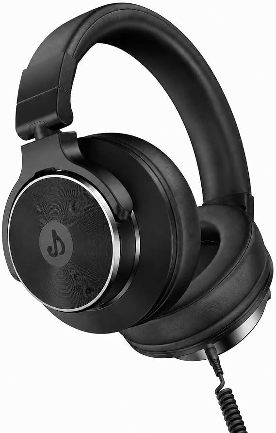 syndesmos Wired Headphones for DJ Studio, Over Ear Headphones with 50mm Neodymium Drivers and 1/4 to 3.5mm Jack, for AMP Computer Recording Podcast Keyboard Guitar Laptop