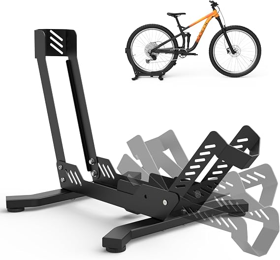 High Quality Bike Stand Floor, Sturdy Carbon Steel, Fit for 26"-29" Bikes, Tire Width up to 3.5", Indoor and Outdoor Storage Garage, Mtb/Dirt/Road/Mountain Bicycle Stand(Black)