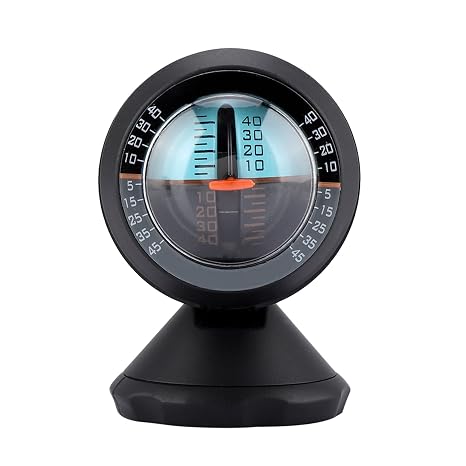 Inclinometer Level Gauge Dashboard, 45 Degree Angle Slope Meter, 360 Degree Rotation Vehicle Level Gauge for Car Campervan Motorhome System, Black