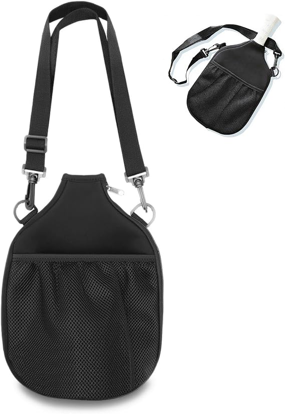 Pickleball Paddle Cover Universal Neoprene Pickleball Racket Sleeve Paddle Storage Bag with Carrying Strap for Outdoor Sports Shock-Resistant & Waterproof (Black)
