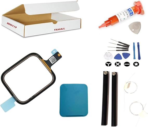 Screen Repair Kit Compatible for Apple Watch Series 5 & 6 Model A2092 A2094 A2291 A2293 - Front Glass Lens with Touch Digitizer Flex Cable Replacement (Size: 40mm)