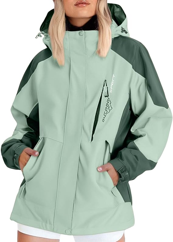 Womens Rain Jacket Lightweight Waterproof Coats with Hood Long Sleeve Lined Casual Travel Windbreaker Jackets
