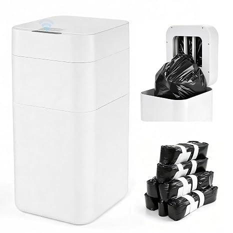 Dyna-Living Automatic Trash Can, 8 Gallon Self Sealing & Self-Changing Touchless Garbage Can Motion Sensor Trash Can, Smart Trash Bin with Automatic Lid for Kitchen Bathroom Office