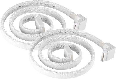 Silverstone Technology CP08W 90 Degree SATA 3 Sleeved White Cable with EMI Guard for 6Gbs 2-Pack, SST-CP08W-USA-2PACK