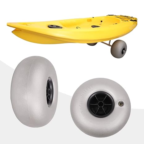 Beach Inflatable Wheels, 2 Pcs 10" Beach Wagon Cart Wheels Beach Inflatable Kayak Wheels, Fishing Beach Buggy Cart Beach Cart Tires for Kayak Dolly (10")