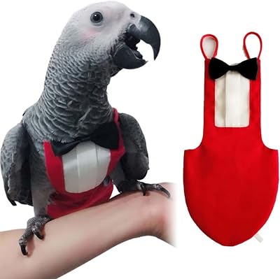 Bird Flight Suits Diapers, Parrot Flight Suits Diapers for Monk Parakeets, Cockatiels Flight Suits, Parrot Clothes, Bird Training Nappy Suit Liners Clothes Large,Red