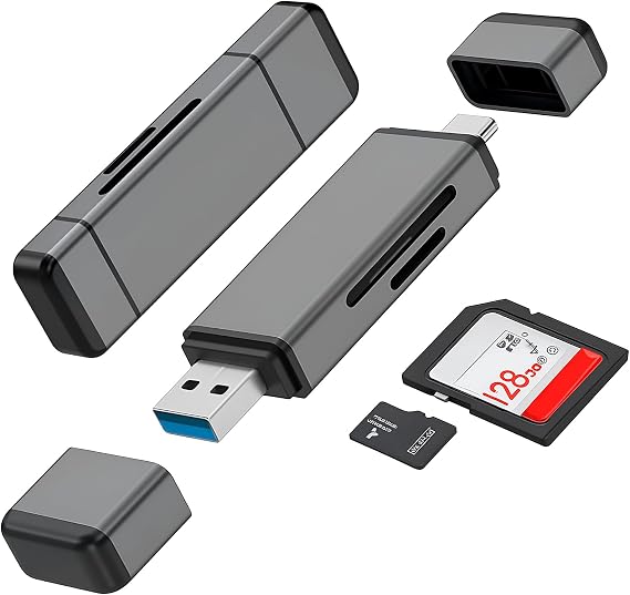 SD Card Reader, USB C & USB 3.0 Memory Card Reader Adapter Supports SD/Micro SD/SDHC/SDXC/MMC, Compact Plug & Play Card Reader for Smartphones, Tablets, Laptops and Cameras