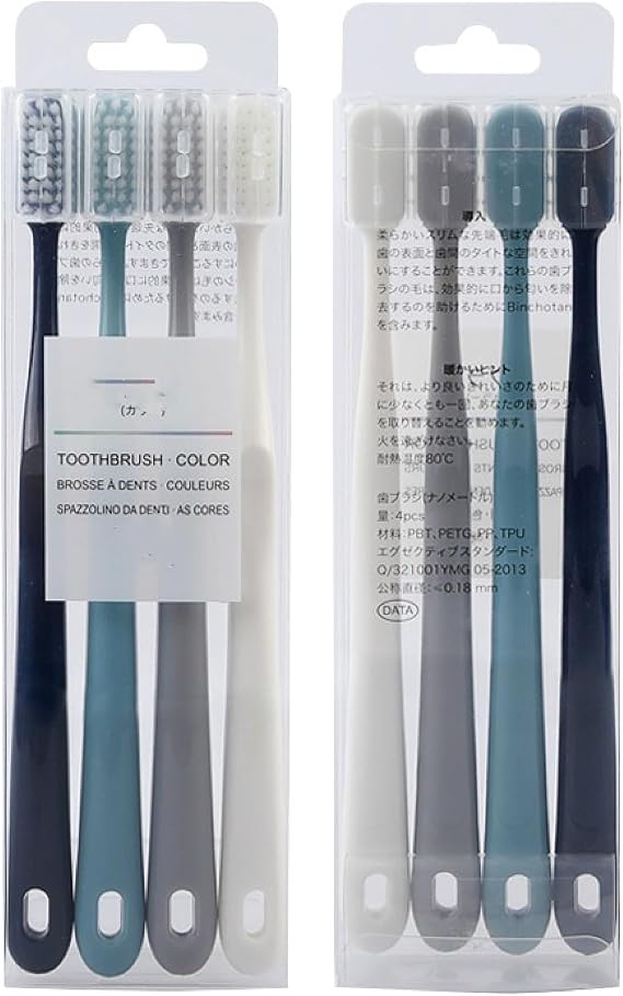Mujimacaron toothbrushes 4 Pieces of Adult Family Pack Soft Bristle toothbrushes