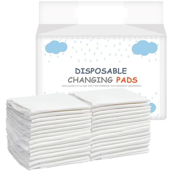 Baby Disposable Changing Pad, 25 Pack Soft Non-Woven Fabric Breathable Waterproof Underpads, Portable Leak-Proof Mattress Protector, Incontinence Bed Pads (Big White