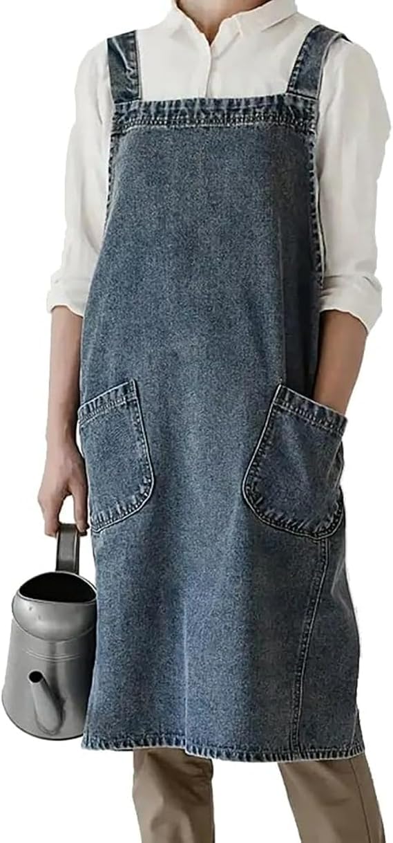 Men's and Women's Gardening Aprons, Large Pocket Denim Aprons for Cooking Kitchens, Used for Work in Art Cafes