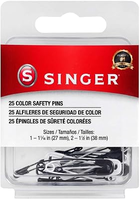 Singer Asst Black and White Professional Style Safety Pins, Multisize, 25-Count