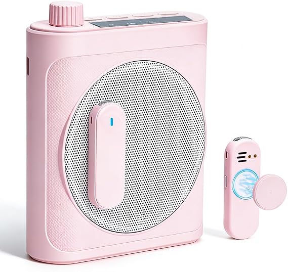 Voice Amplifier for Teachers, Dual Magnetic Lavalier Mic(Pink) | Bluetooth Portable Rechargeable Speaker for Classroom, Meetings, Tour Guide Speeches, Public Speaking, Coaches, PA System