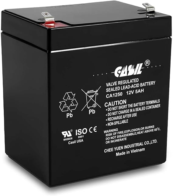 Casil 12V 5Ah Battery SLA AGM VRLA Rechargeable Replacement for Alarms, Security, Garage Door Openers for Chamberlain, Genie, Liftmaster, Craftsman, Workhorse