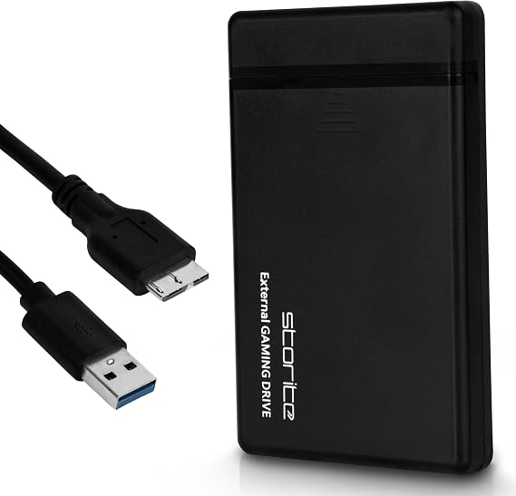 Storite External Gaming Drive 2.5-Inch HDD, Black, 500GB | Portable Hard Disk Storage, Compatible with PS4, PS3, PC, Android, Mac, Windows