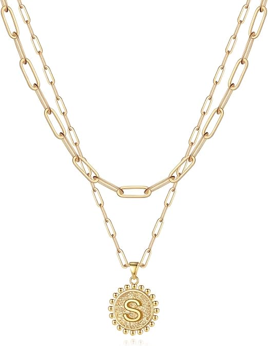 Yoosteel Layered Initial Necklaces for Women Trendy, Letter A-Z Necklace