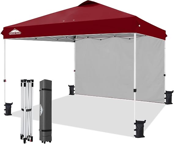 EAGLE PEAK 12x12 Pop Up Canopy Tent with 1 Sidewall, Burgundy
