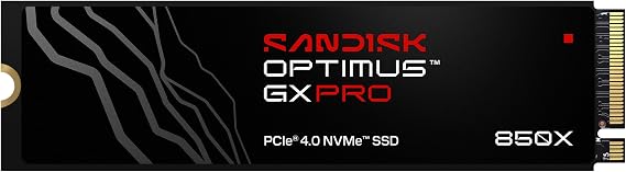 Sandisk Optimus GX PRO 4TB 850X NVMe SSD Internal Solid State Drive - Gen4 PCIe, M.2 2280, Up to 7,300 MB/s Read Speed - SDSP81400TAN