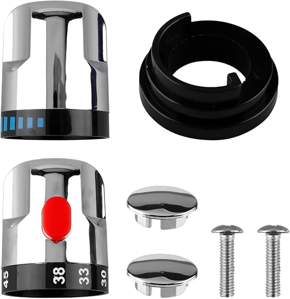 2PCS Hot & Cold Mixer Tap Handles, 54x39mm Shower Valve Control Knobs – Durable Plastic & Metal Faucet Replacement Kit