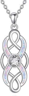 YFN Pearl Celtic Necklace S925 Sterling Silver for Women, Anniversary Irish Celtic Knot Jewelry Present for Women, Birthday Gifts