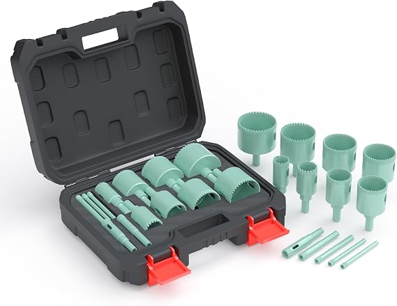 CATITO 13PCS Diamond Hole Saw, Tile Drill Bit Kit with Serrated Brazed Core Drill Bit Set for Hollow Drill Sawing of Ceramics, Glass, Tile, Plaster, Marble and Granite