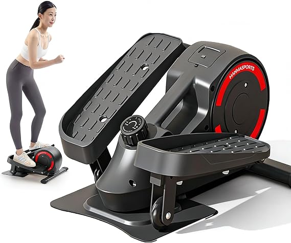 Under Desk Elliptical Seated Pedal Exerciser Machine, Electric Leg Exerciser Cross Trainers with Anti-Slip Pedal for Full Body, 8 Levels Adjustable Speed, 150Kg Load Capacity for Home Fitness(Black)