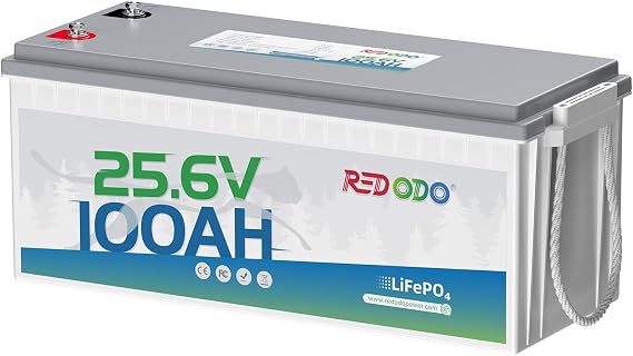 Redodo 24V 100Ah Trolling Motor LiFePO4 Battery, for RV, Marine | 100A BMS, 4000+ Deep Cycles, IP65 Waterproof, Max.4P2S, 2560Wh, for Backup Power, Solar,