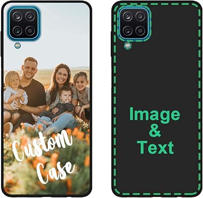 Custom Phone Case for Samsung Galaxy A12 Personalized Photo Phone Cases Customized Gift for Birthday Xmas Valentines Friends Her Him, Protective Galaxy A12 Black Case