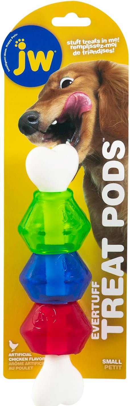 JW Pet EverTuff Treat Pod Nylon Dog Toy, White Bone, Small 7in