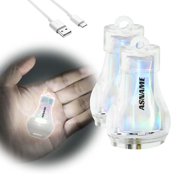 Mini Lantern LED Flashlight, Small Keychain Flashlight Rechargeable USB, Waterproof Pocket Purse Light with Magnetic for Camping Nighttime, EDC Gear Tools Keychian Light (White-2Pcs)