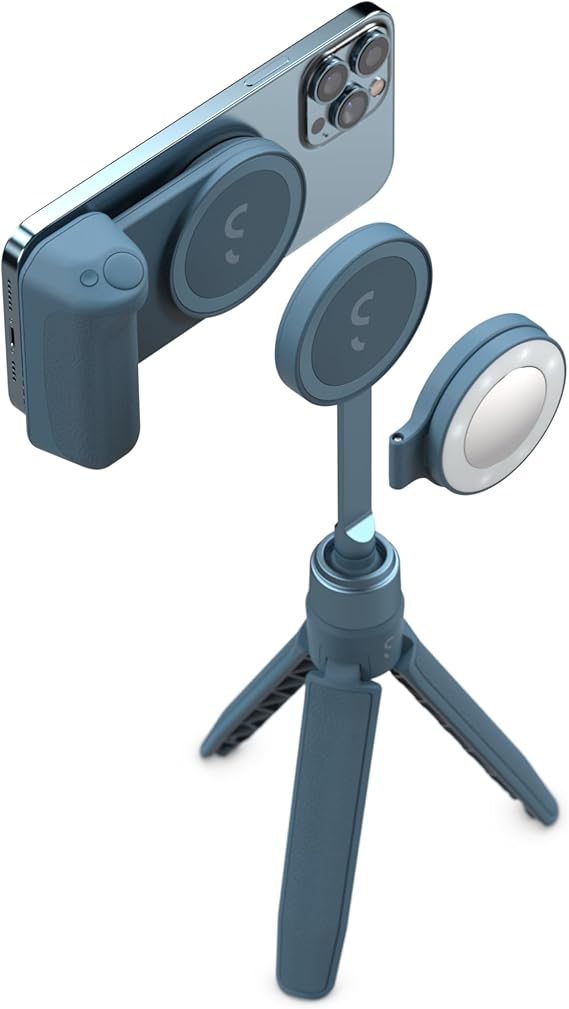 ShiftCam SnapGrip Creator Kit for Content Creators Includes SnapGrip, SnapLight, Tripod SnapPod Vlogging Kit for iPhone & Android Magnetic Mount | Blue Jay