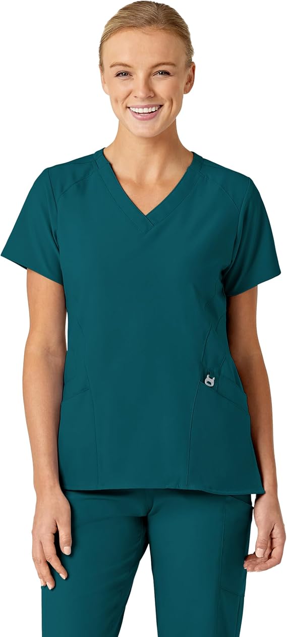 Wink Women's Women's Stylized V-Neck Top | Womens Scrub Top Caribbean Blue V-Neck