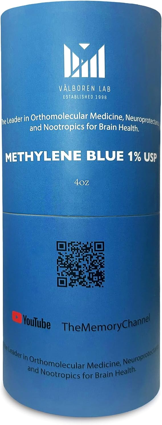 Methylene Blue Pharmaceutical Grade Bundle - 2 oz & 4 oz Bottles - USP Grade - Made in USA - Third-Party Tested, Formaldehyde & Alcohol-Free - Brain Health Supplement - Methylene 1% Drops for Humans