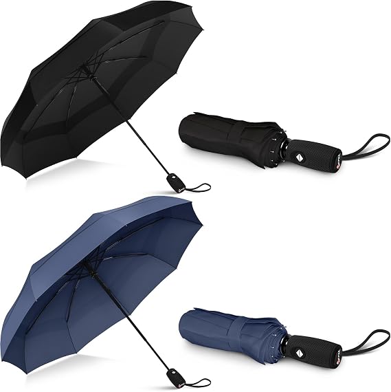 Repel Windproof Travel Umbrella - Compact & Withstands Winds up to 100MPH, Strongest Premium Auto Folding Umbrella for Rain and Sun - Durable, Light & Portable for Women & Men, Fits Backpack & Cars
