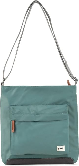 ROKA London The Kennington Crossbody Bag | Medium Nylon, Multi Pockets, Chunky Zip, Adjustable Strap, for Travel, Work & School